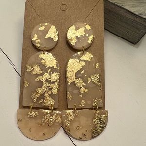 Translucent clay with gold flake earrings